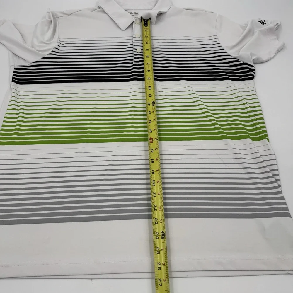 Adidas Mens Shirt X-Large Black Green Stripe de Anza Country Club Golf‎ Polo